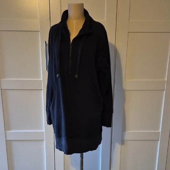 Athleta 1/4 Zip Pullover Sweatshirt Top Funnel Neck Black, Size L - Picture 2 of 5